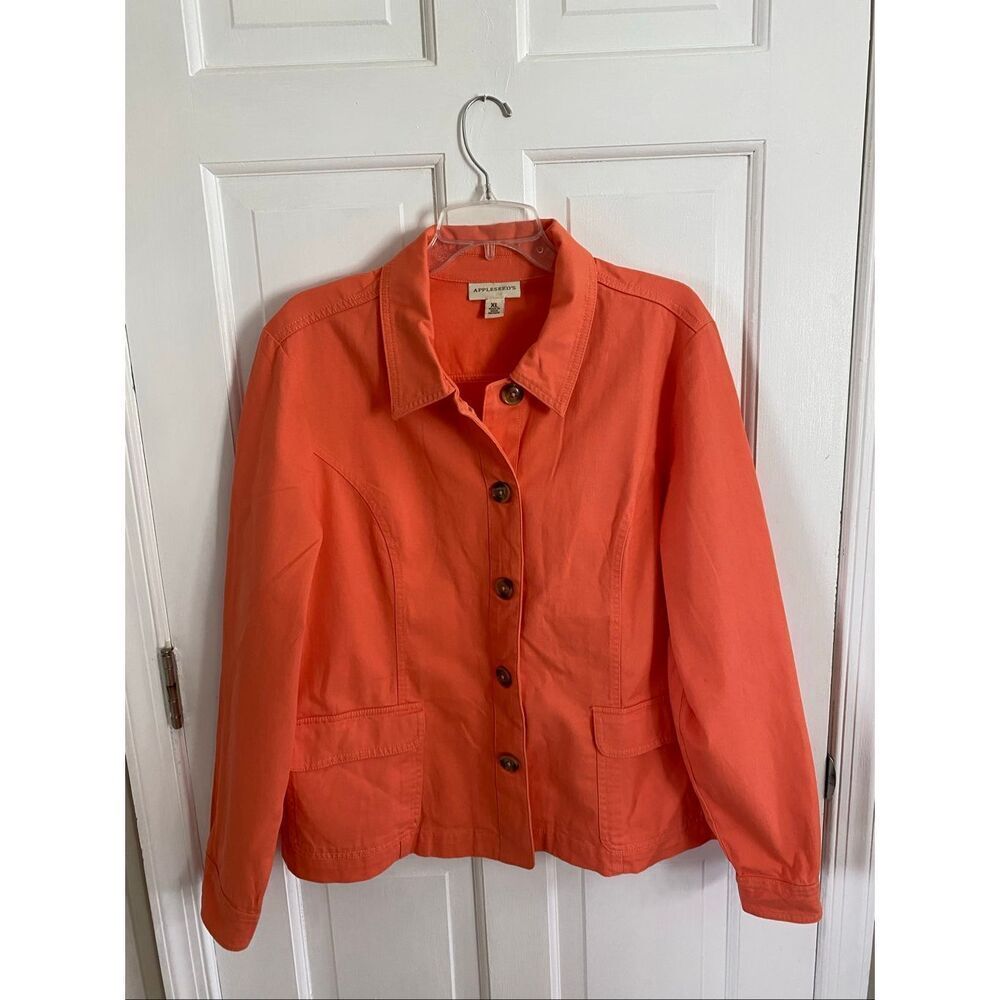 Appleseed’s coral button up denim jacket size XL